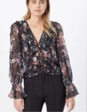 Nasty Gal Black Floral Sheer Top Size 4 EUC thumbnail 1