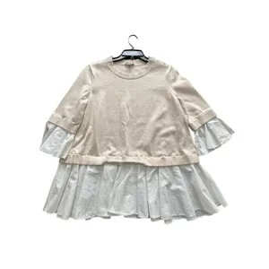 COS Oatmeal Mock Layered Crew Neck Sweater Medium Ruffle‎ Academia Preppy #V12-4 thumbnail 8