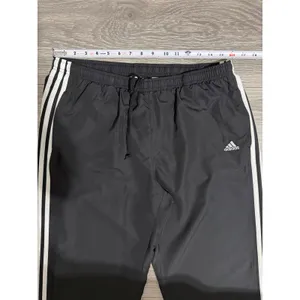 Y2K Adidas Women Black Three Stripe Track Pants L Mesh Lined Zipper Cuffs AZF001 thumbnail 4