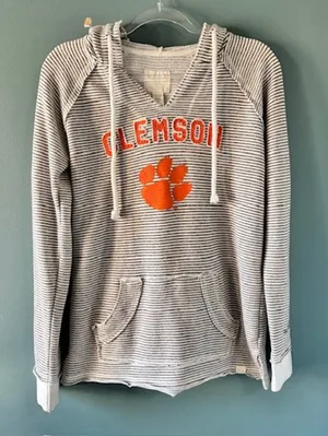 Blue 84 Clemson Tigers Hooded Sweatshirt M Striped College Spirit Athleisure Fan thumbnail 1
