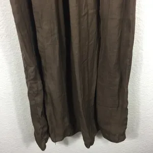 Zara Empire Waist Brown Satin Open Back Slit Maxi Dress Size XS thumbnail 10