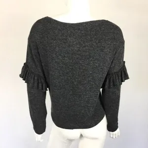Zara Sweater Small Gray Stretch Soft Boat‎ Neck thumbnail 5