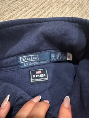 Polo by Ralph Lauren Navy Quarter-Zip Sweatshirt with Red USA Letters thumbnail 4