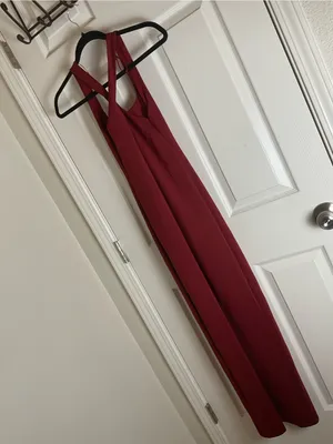 ZARA Red Criss Cross Halter Neck Maxi Dress with Slit Size S thumbnail 7