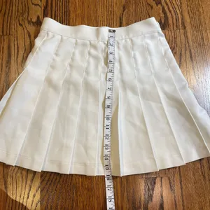 Los Angeles Apparel High-Waisted Pleated Tennis Skirt in White thumbnail 2