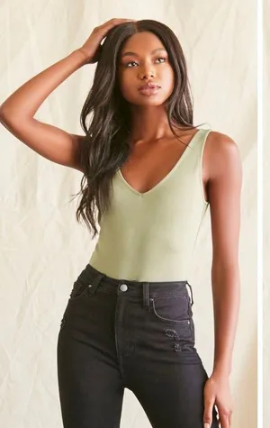 Green Forever21 Bodysuit With Clasp thumbnail 1