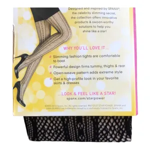 SPANX Star Power Center Stage Double Diamond Stripe Shaping Tights Black Size C thumbnail 12