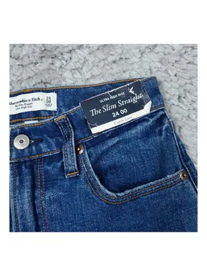 Abercrombie Slim Straight Ultra High Rise Curve Love Jeans Blue Size 00 24 thumbnail 3