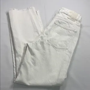 Zara White Boyfriend Jeans Relaxed Fit thumbnail 1