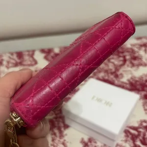 Christian Dior Pink Quilted Leather Card/Coin Case thumbnail 8