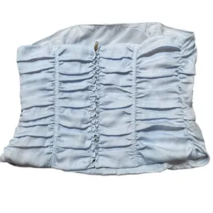 Sky To Moon Size L Ruffled Corset Top Pastel Blue Strapless Preppy‎ European thumbnail 3