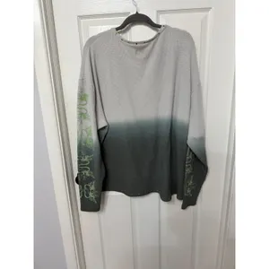 Boys Lie‎ Ombre Waffle Knit Thermal Top Grey Green Rhinestone Oversized OSO thumbnail 7
