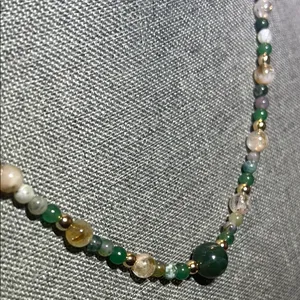 Handmade Moss Agate + Citrine + Green Aventurine Beaded Necklace * ✨ thumbnail 4