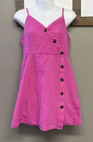 American Eagle Pink Lined Sundress with Adjustable Straps & Front Buttons-Medium thumbnail 1