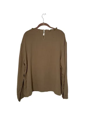 Pretty Garden Olive Green Ling Sleeve Ruffle Top Size XL NWT thumbnail 2