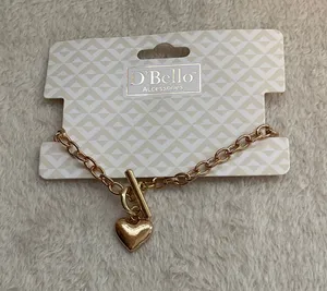 Gold plated heart toggle bracelet thumbnail 1