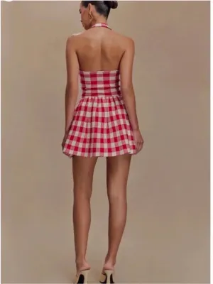 Meshki Lindsay Halter Knit Mini Dress thumbnail 2