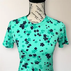 NWT EleVen Venus Williams S‎ Mint Floral Ribbed Tennis Athletic Short Sleeve Top thumbnail 3