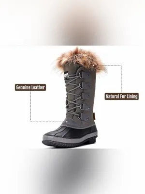 Project Cloud Women's Fur-Trim Leather Waterproof Winter Boots - Gray Size 9 thumbnail 2