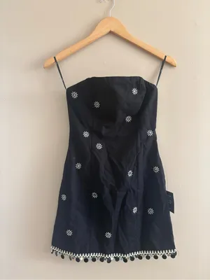 Lulus Carlijn Black Embroidered Paillette Sequin Strapless Mini Dress Size XS thumbnail 5