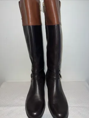Bandalino Carlotta Knee High Two-Toned Brown Zip Up Riding Boots Size 9 thumbnail 2