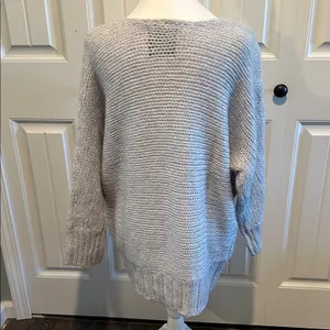 American Eagle Large Y2K Light Gray Wool/Mohair-Blend Open‎ Knit V-Neck Sweater thumbnail 5