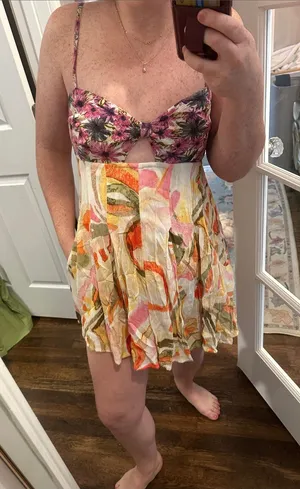 Free People Rows of Flowers Shorts Romper thumbnail 1