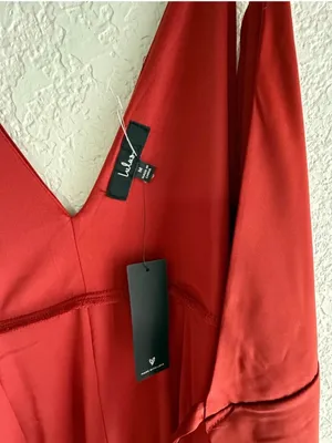 NWT Lulus Red Rust Satin Wrap Maxi Dress - Size M 💃 thumbnail 15