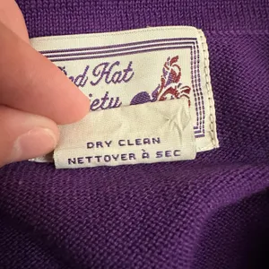 Red Hat Society Purple Feather Trim Cardigan Jacket XL Y2K Vintage‎ Themed Party thumbnail 6