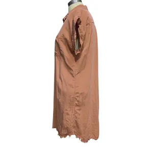 Thread Supply M Button Down Shirt Dress Peach Burnt Tangerine Boho Lyocell‎ thumbnail 4