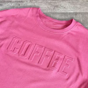 Boutique COFFEE Letter Embossed Sweatshirt NEW Womens L Pink Crewneck Pullover thumbnail 2