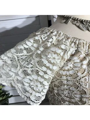Vintage Y2K Midi Dress Cream Lace flared sleeves coquette romantic boho floral L thumbnail 4
