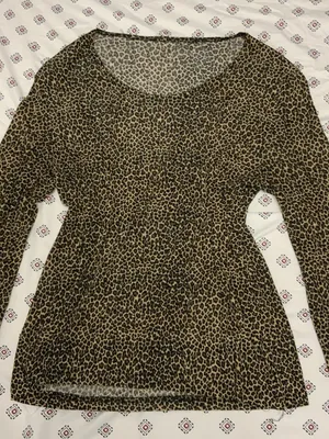 Y2K 2000s Women's Long Sleeve Cheetah Print Animal Lightweight Large Boat Neck thumbnail 1