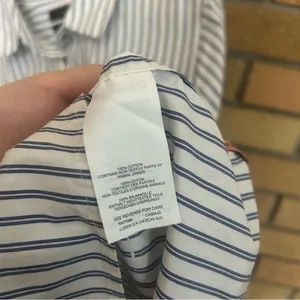 J. Crew Boy Fit Blue White Striped Plaid Button Down Blouse Oxford Top Size 4 thumbnail 3