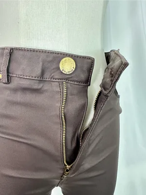 Studio F Brown Coated High-Rise Skinny Pants (1423) thumbnail 8