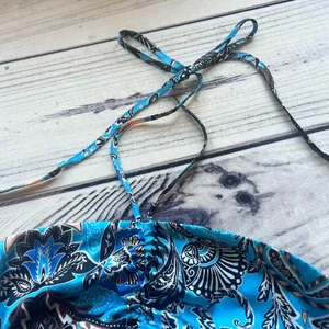 TopShop Blue Paisley Silky Cutout Halter Maxi Dress thumbnail 7