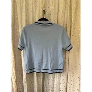 Our 12th Young Contemporary Rhinestone Flower Buttons Knit Polo Sweater L thumbnail 3