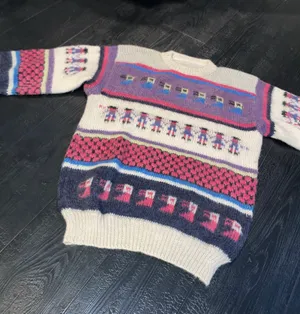 Vintage 80s Peruvian Alpaca Folk Hand Knit Sweater Llama Peru thumbnail 11