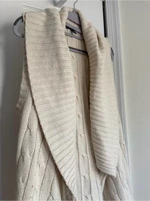 Ralph Lauren Vintage 100% Tussah Silk Cable Knit Cardigan Vest Sleeveless Medium thumbnail 7