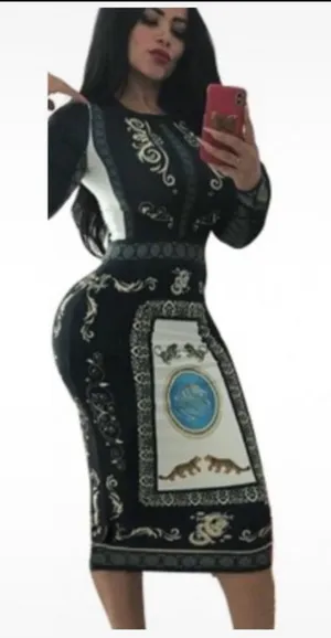 Size medium printed bodycon dress Black thumbnail 1