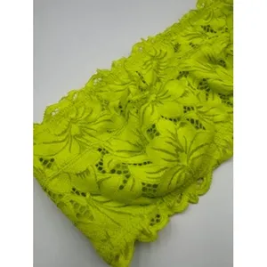 Aerie Bandeau Bra 32D Neon Yellow‎ Green Lace Strapless Floral NWT Rave Summer thumbnail 2