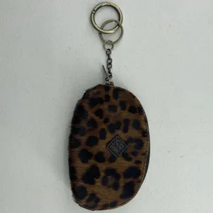 Patricia Nash Keisley Cosmetic Key Fob Leopard Calf‎ Hair Leather Brown Zipper thumbnail 4