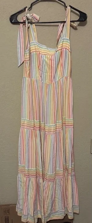 Yumi Kim Rainbow Striped Maxi Dress with Tie Straps Size 0 thumbnail 1