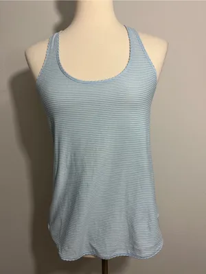 Lululemon Medium Light Blue White Striped 105 F Singlet Racerback Tank Top thumbnail 6