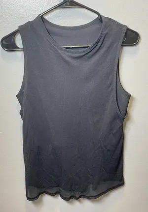 Lululemon Athletica Black Layered Mesh Workout Athletic Tank‎ Top Women’s Size 4 thumbnail 1