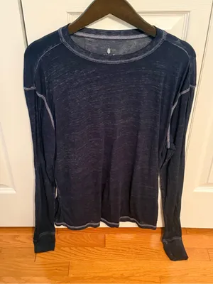 Free People Movement Keep Rolling Burnout Long Sleeve Shirt in Navy thumbnail 2