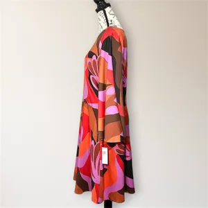Donna‎ Morgan 16 Red Abstract A Line Bell Sleeve Dress Homecoming Wedding Guest thumbnail 5
