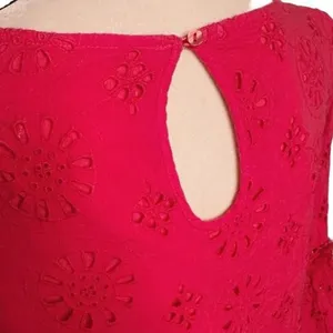 Anthropologie Coral Eyelet Dress Size 8 thumbnail 6