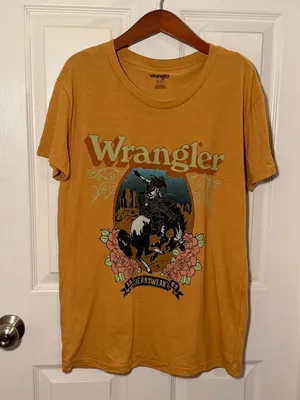 Wrangler Pale Gold Heather Rodeo Flowers Graphic Tee Size Small thumbnail 5