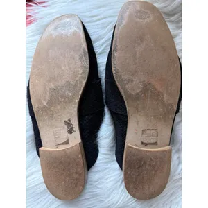 Free People Black Textured Leather Mules thumbnail 3